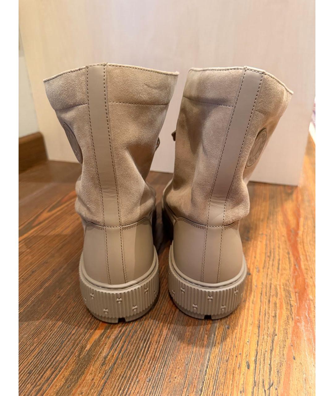 HERMES Бежевые замшевые ботинки, фото 4