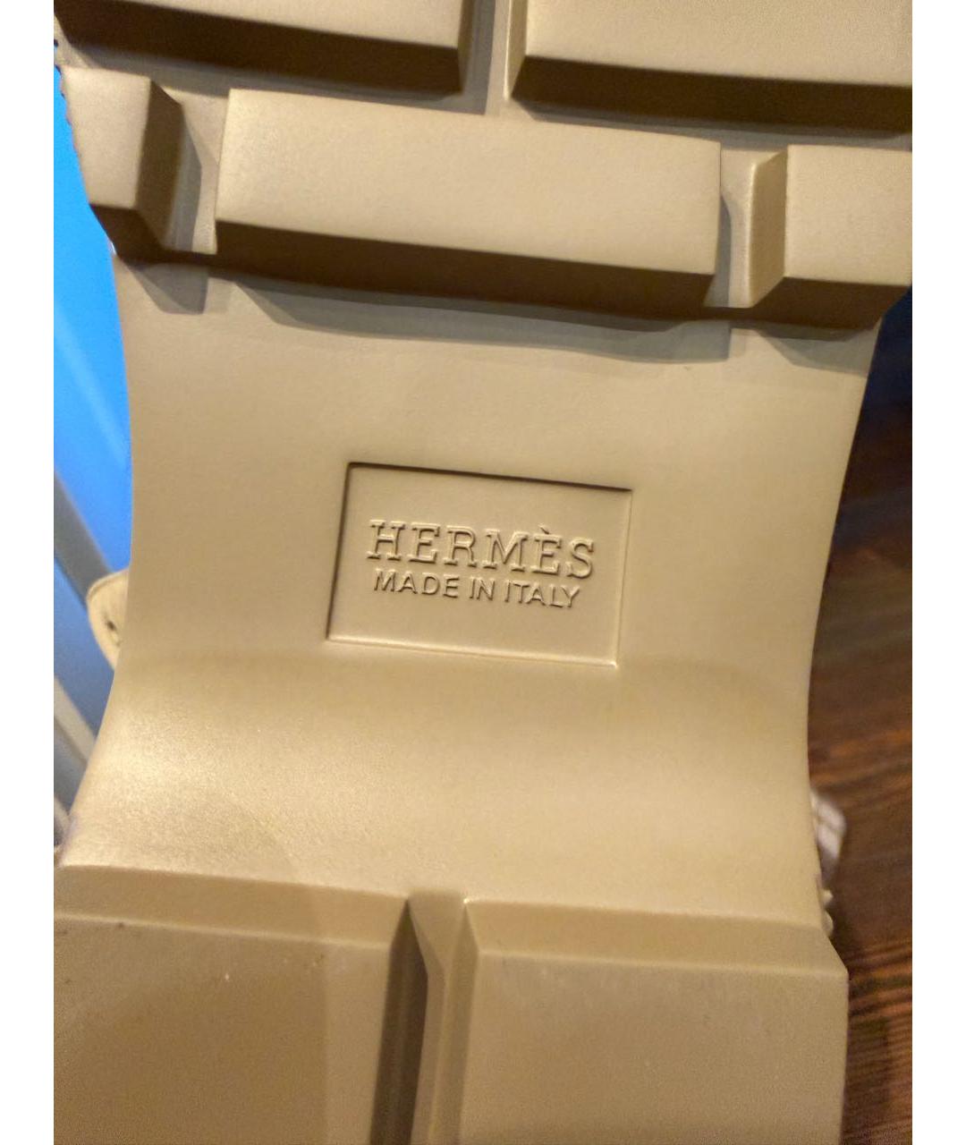 HERMES Бежевые замшевые ботинки, фото 6