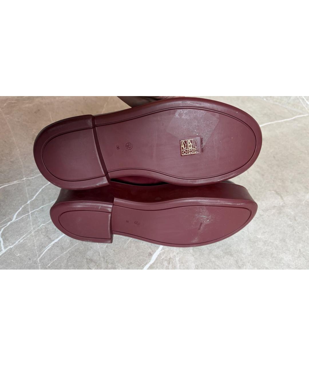 THE ROW Бордовые кожаные ботинки, фото 5