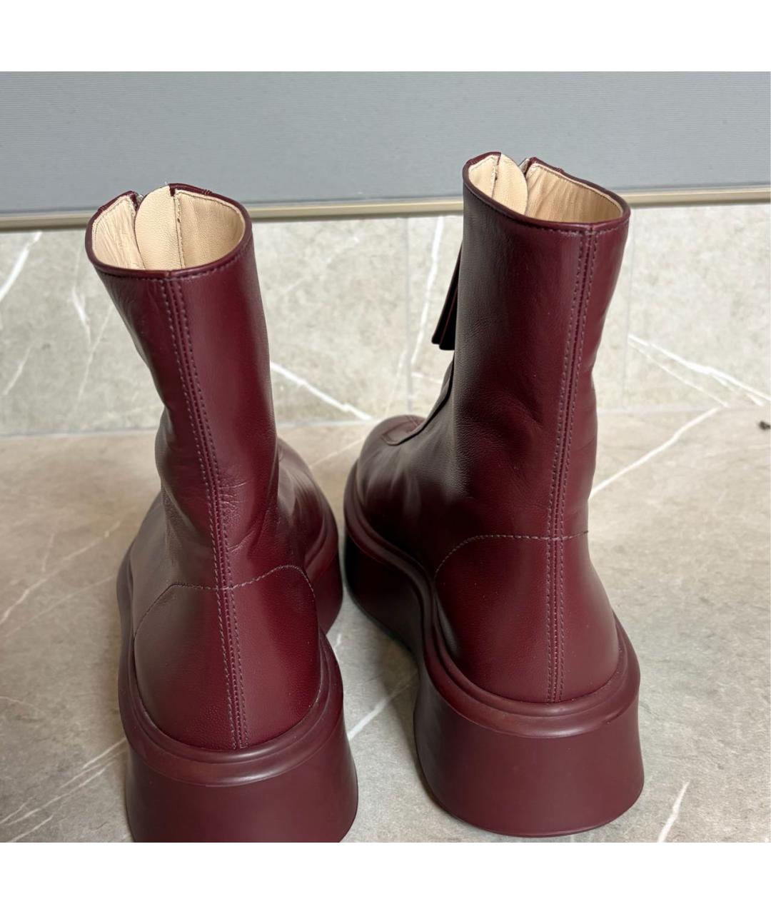 THE ROW Бордовые кожаные ботинки, фото 4