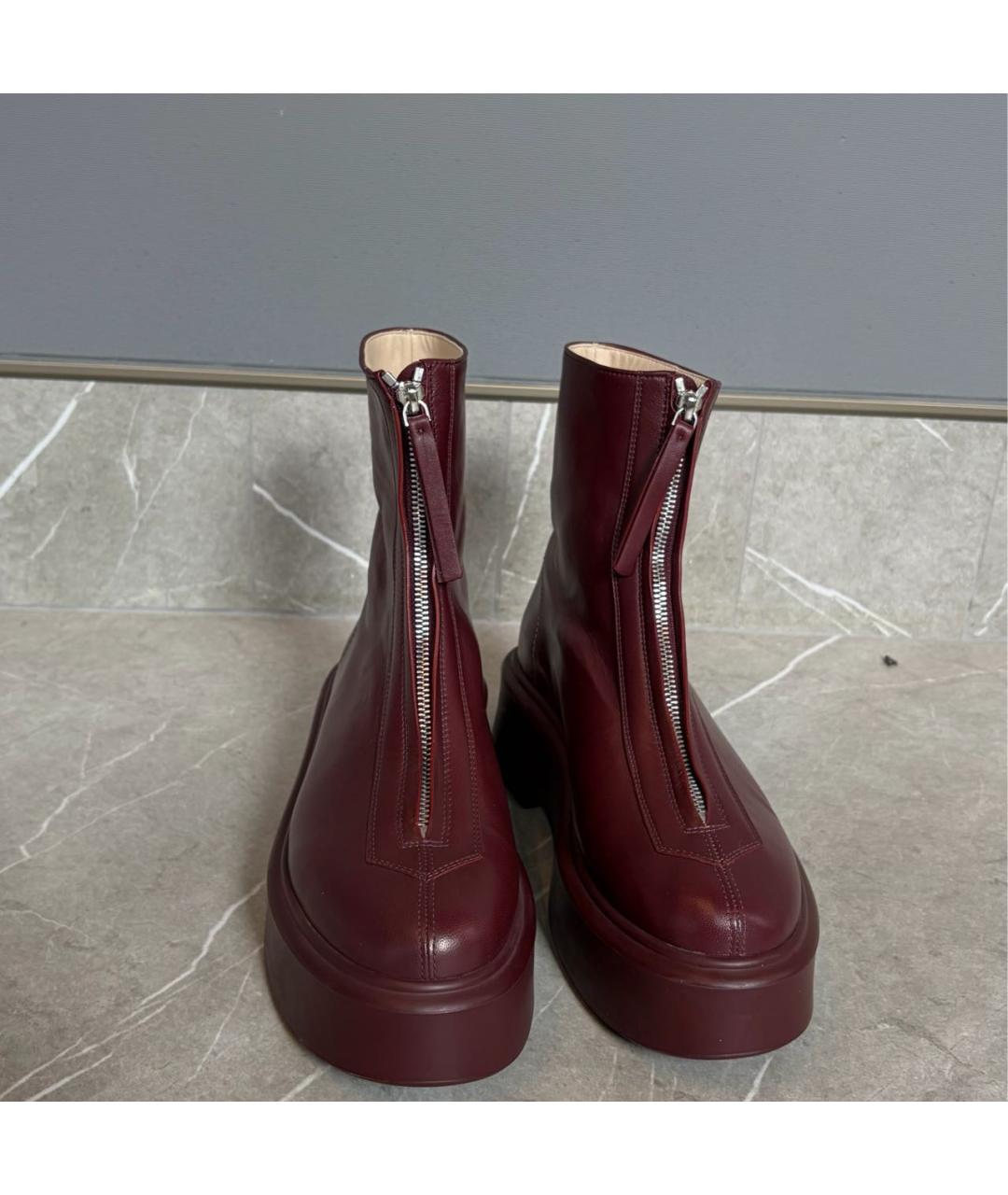 THE ROW Бордовые кожаные ботинки, фото 2