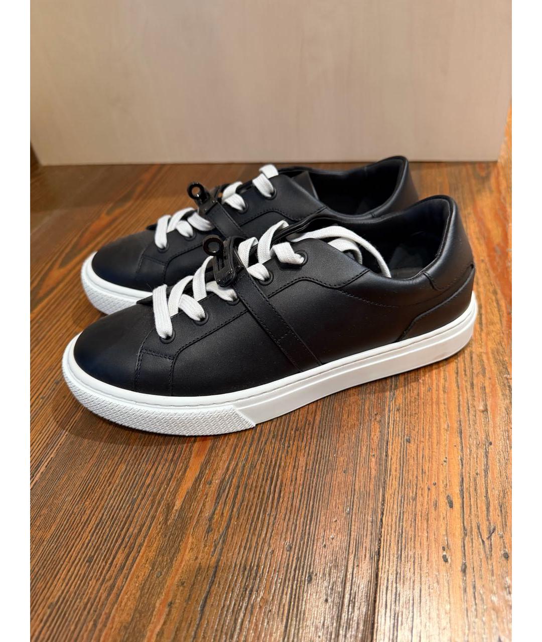 HERMES Черные кожаные кеды, фото 5