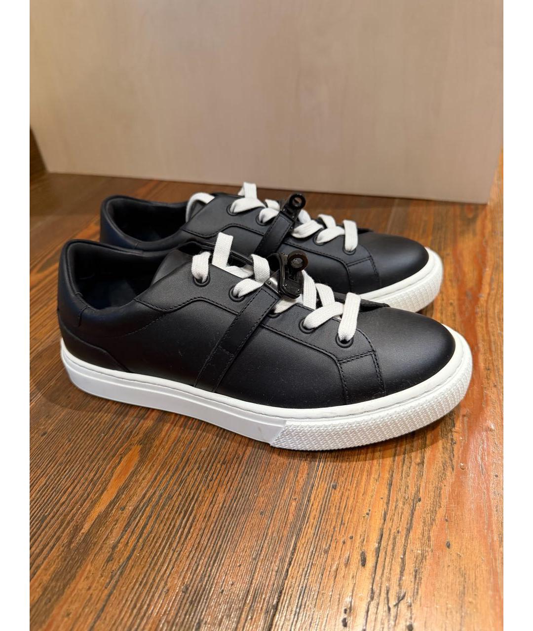 HERMES Черные кожаные кеды, фото 8