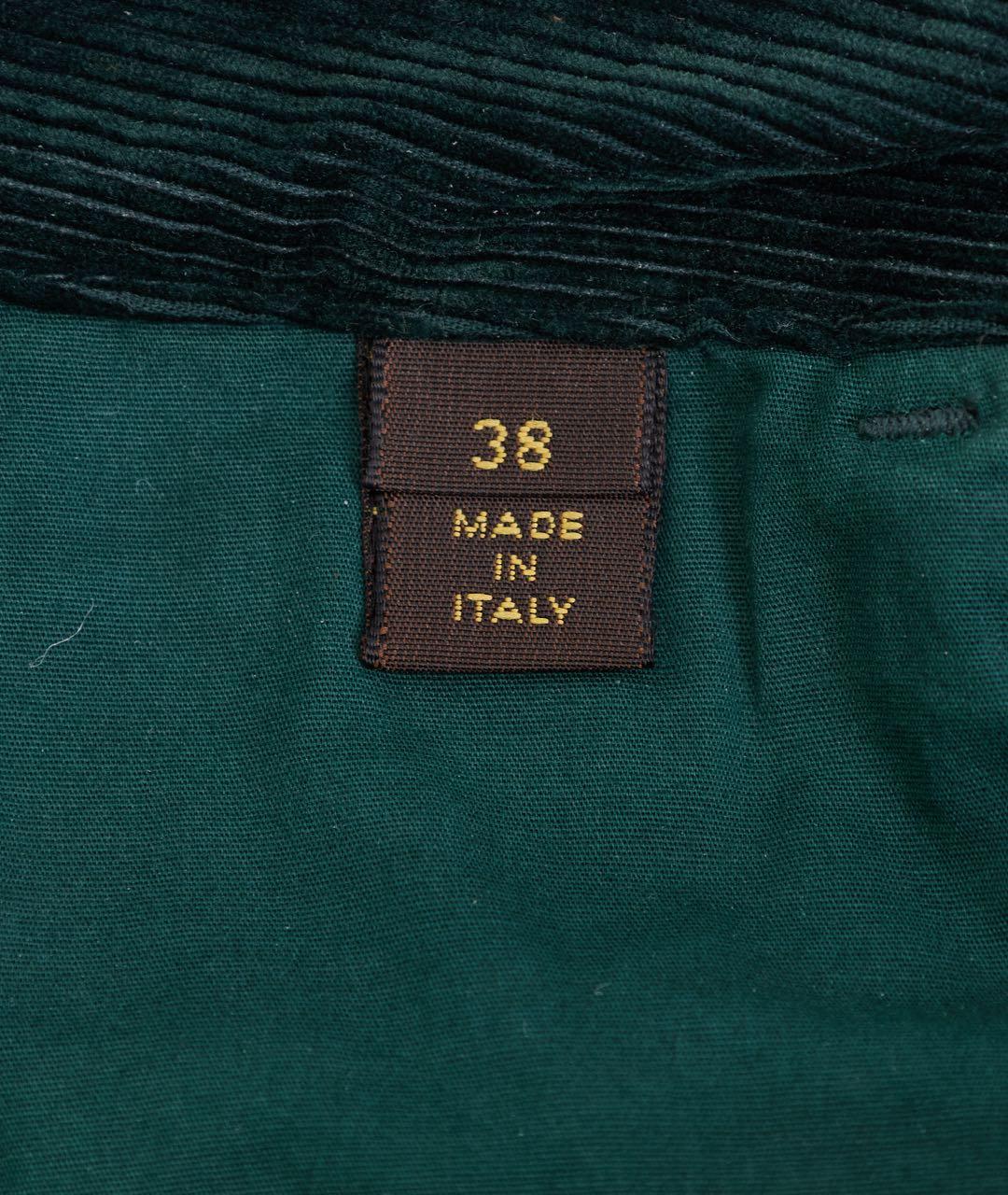 LOUIS VUITTON Зеленые хлопковые брюки узкие, фото 2