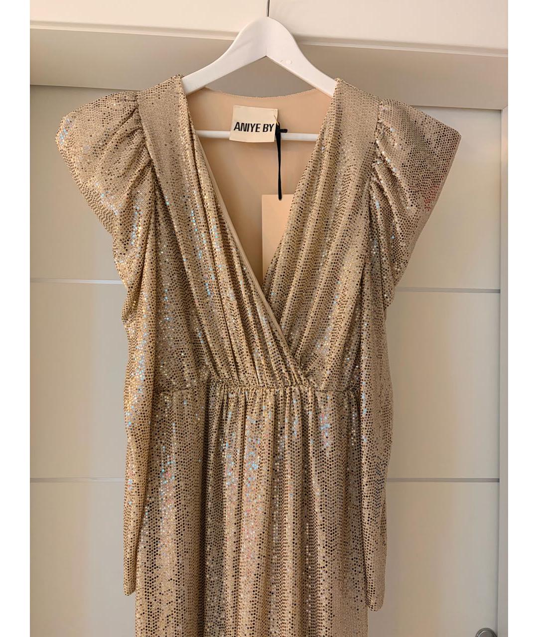 ANIYE BY Золотое полиэстеровое вечернее платье, фото 3