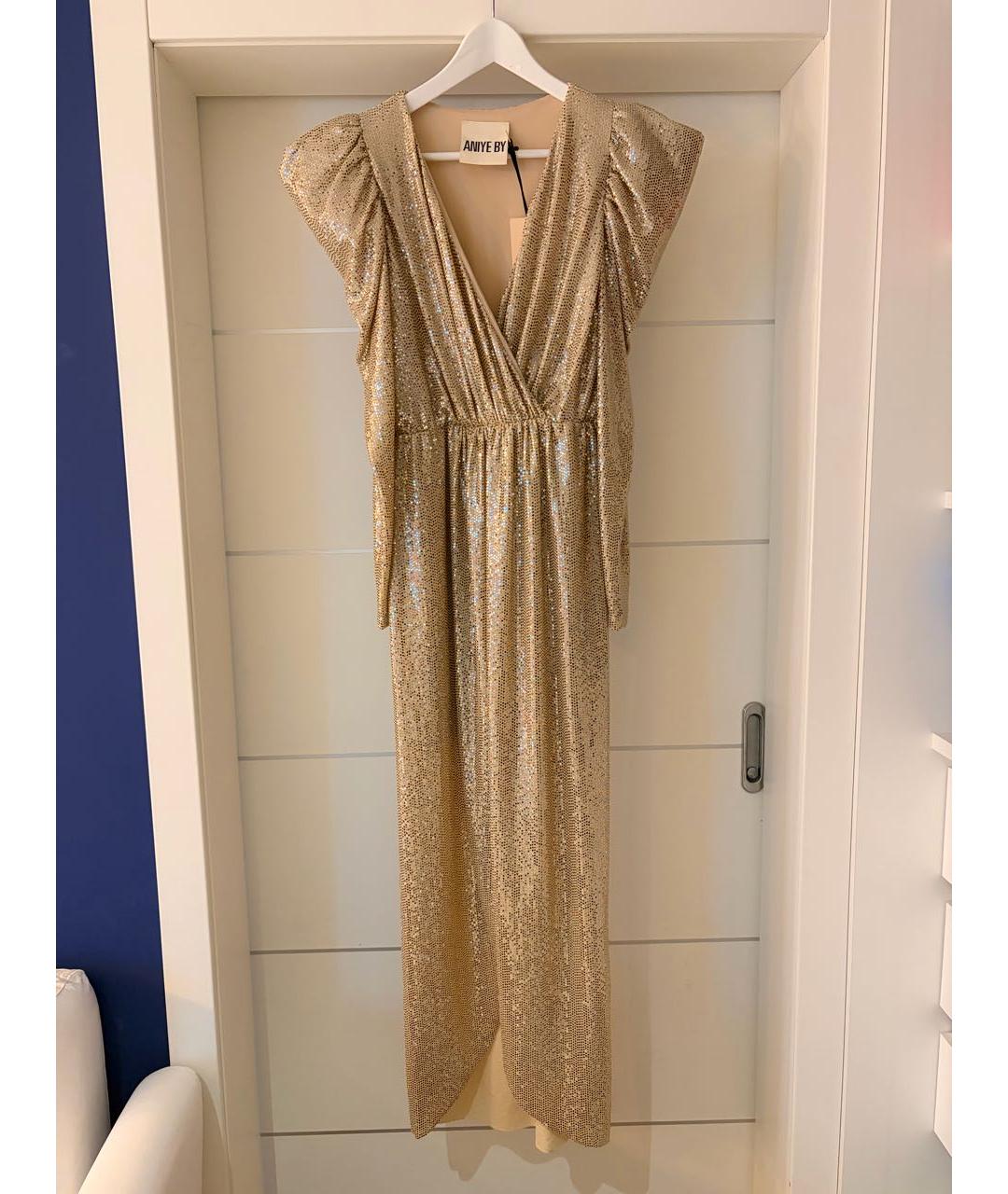 ANIYE BY Золотое полиэстеровое вечернее платье, фото 6