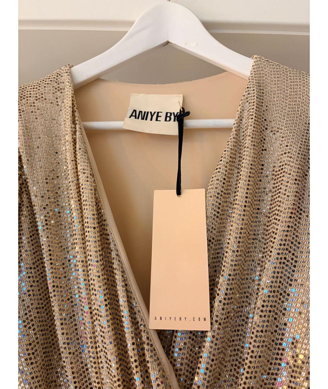 ANIYE BY Золотое полиэстеровое вечернее платье, фото 4
