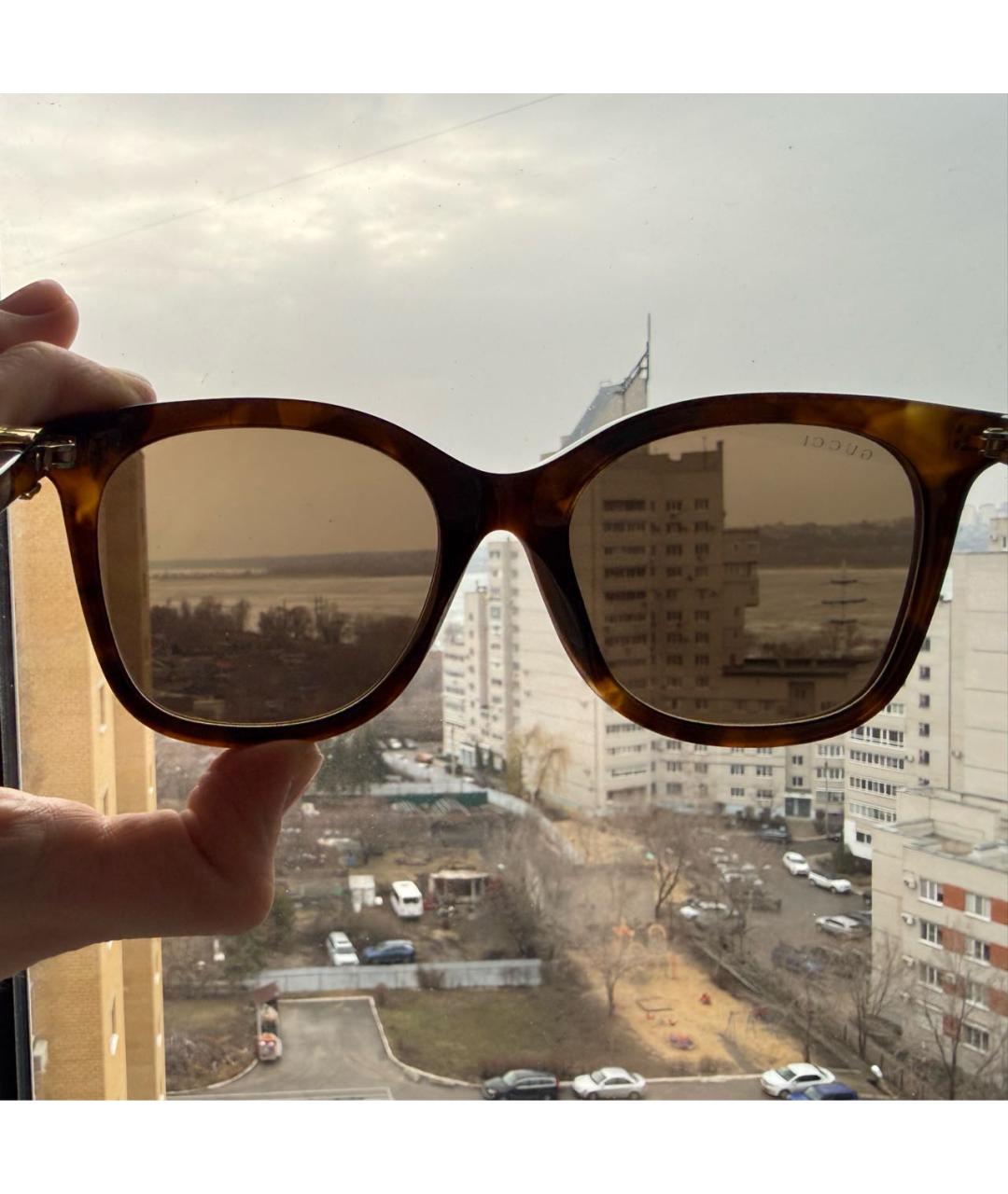 GUCCI Коричневые пластиковые солнцезащитные очки, фото 8