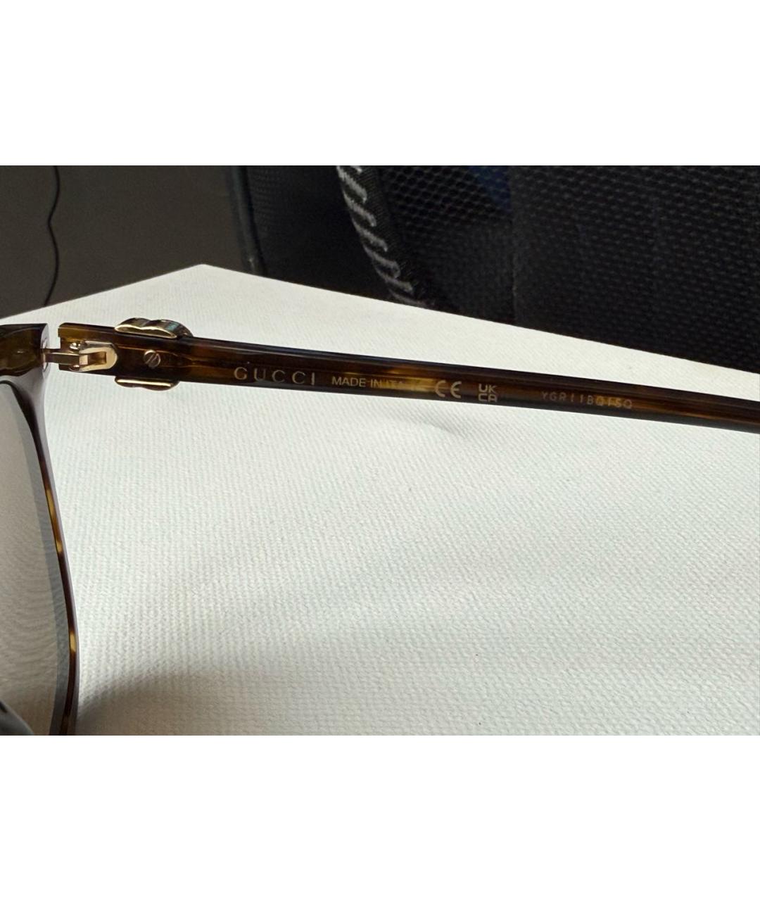 GUCCI Коричневые пластиковые солнцезащитные очки, фото 6