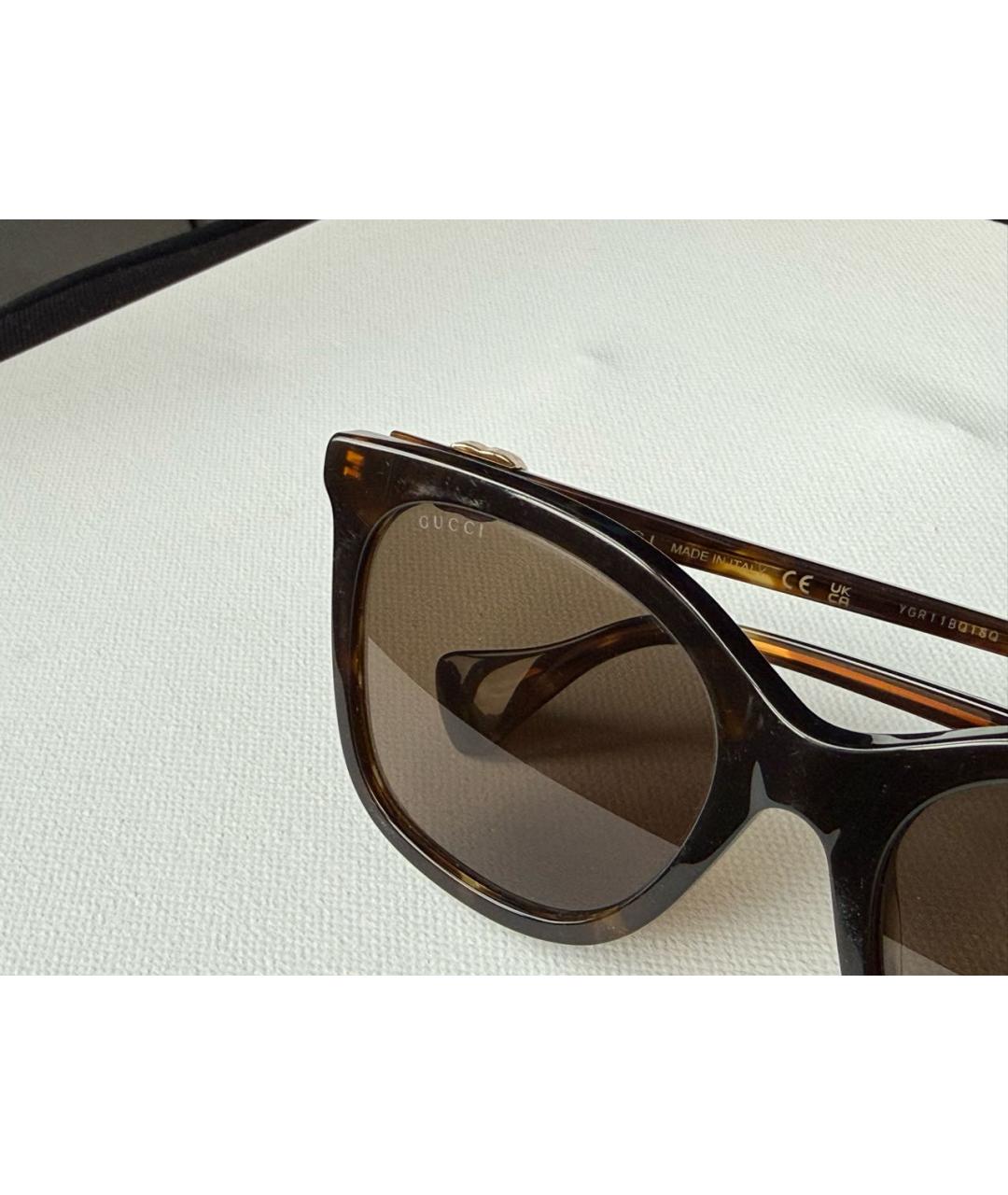 GUCCI Коричневые пластиковые солнцезащитные очки, фото 3