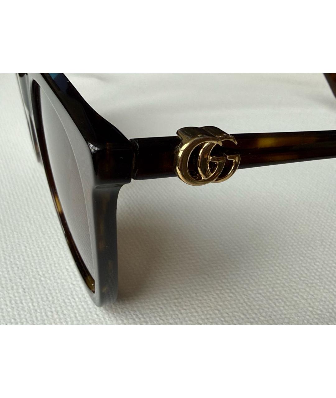GUCCI Коричневые пластиковые солнцезащитные очки, фото 4
