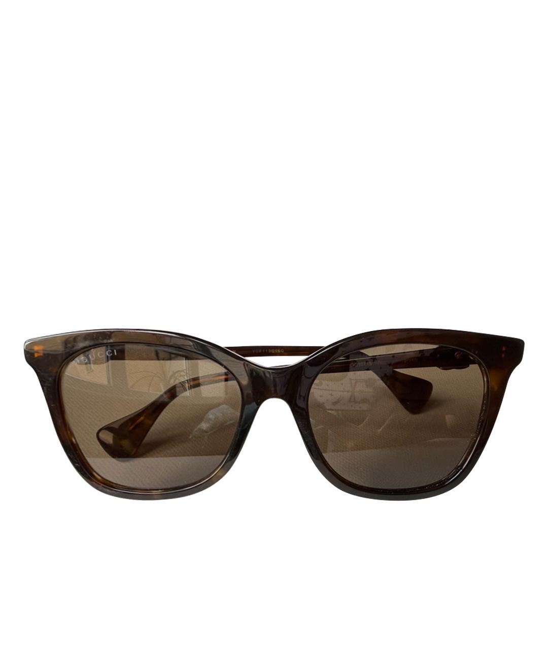GUCCI Коричневые пластиковые солнцезащитные очки, фото 1