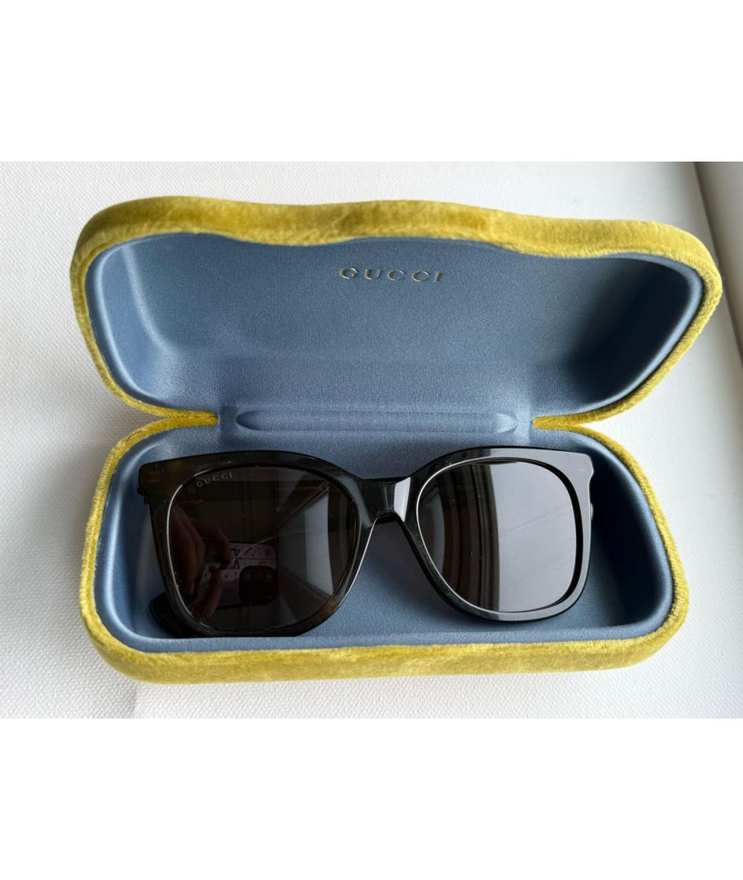 GUCCI Коричневые пластиковые солнцезащитные очки, фото 2