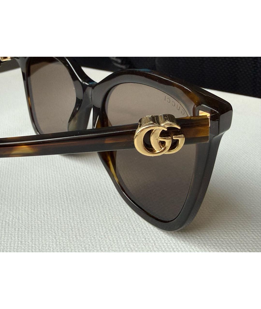 GUCCI Коричневые пластиковые солнцезащитные очки, фото 5