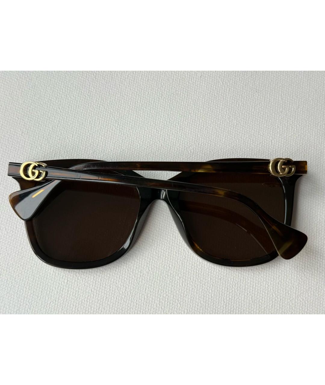 GUCCI Коричневые пластиковые солнцезащитные очки, фото 7