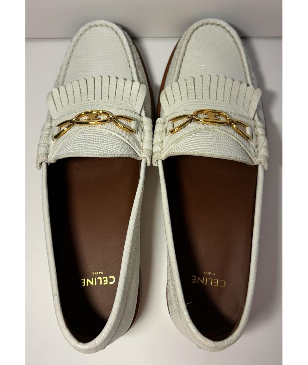 CELINE Белые кожаные лоферы, фото 3