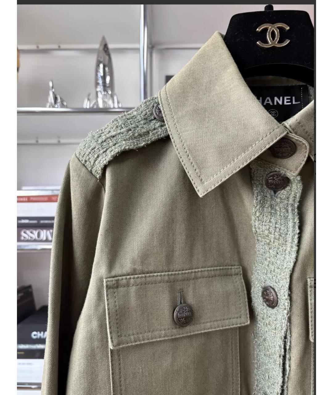 CHANEL Хаки хлопковая рубашка, фото 3