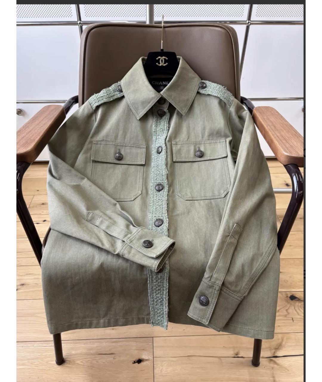 CHANEL Хаки хлопковая рубашка, фото 2