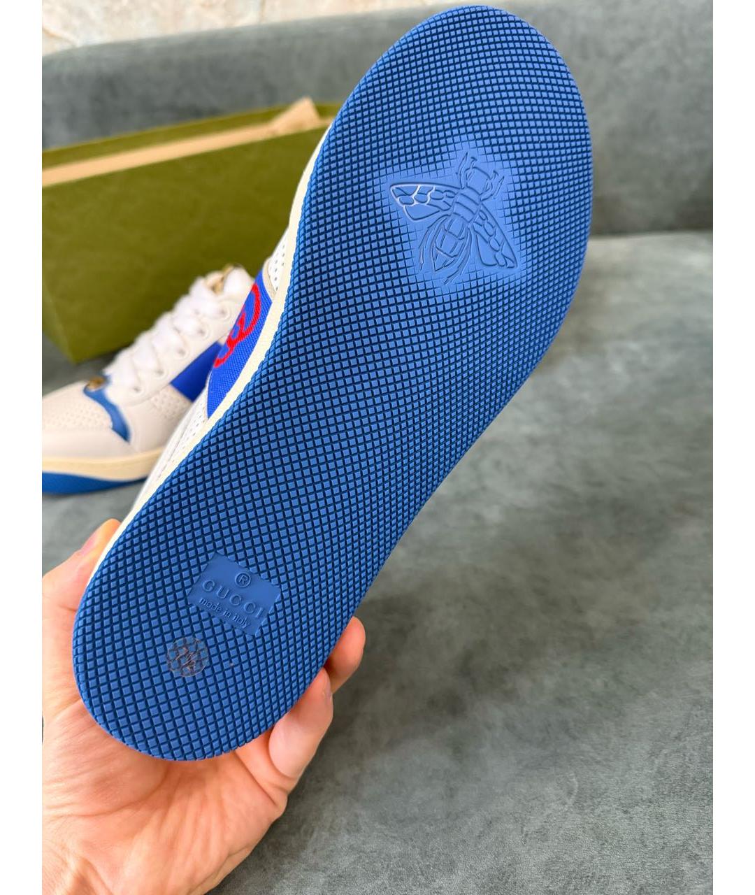 GUCCI Белые кожаные низкие кроссовки / кеды, фото 7