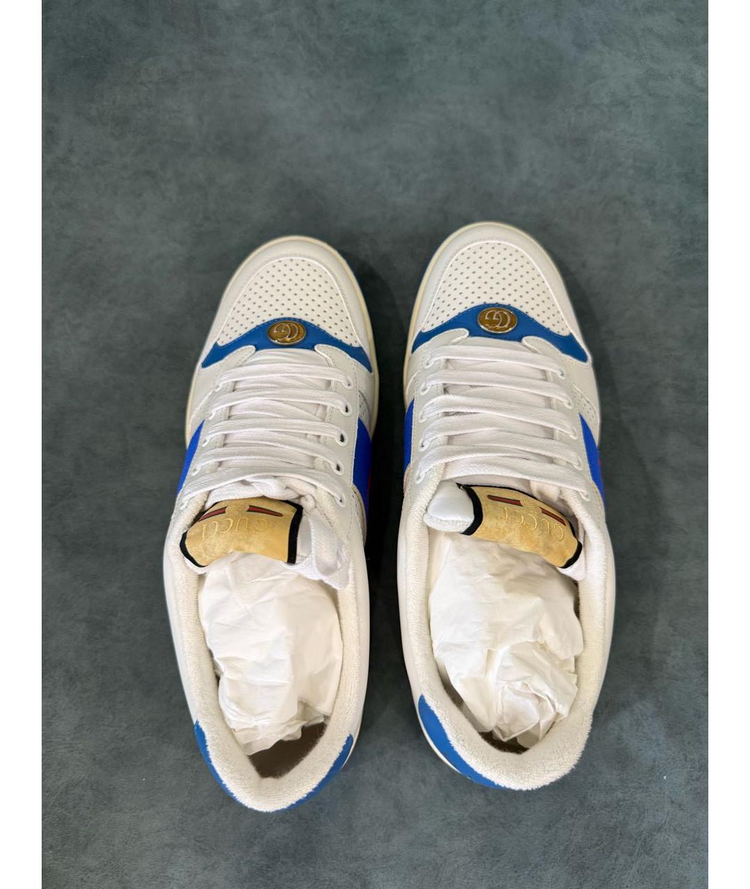 GUCCI Белые кожаные низкие кроссовки / кеды, фото 3