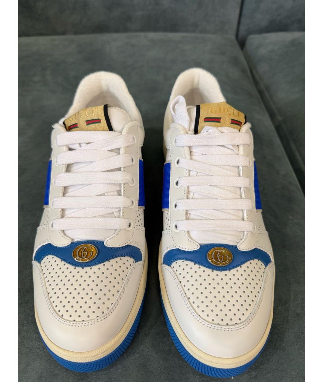 GUCCI Белые кожаные низкие кроссовки / кеды, фото 2