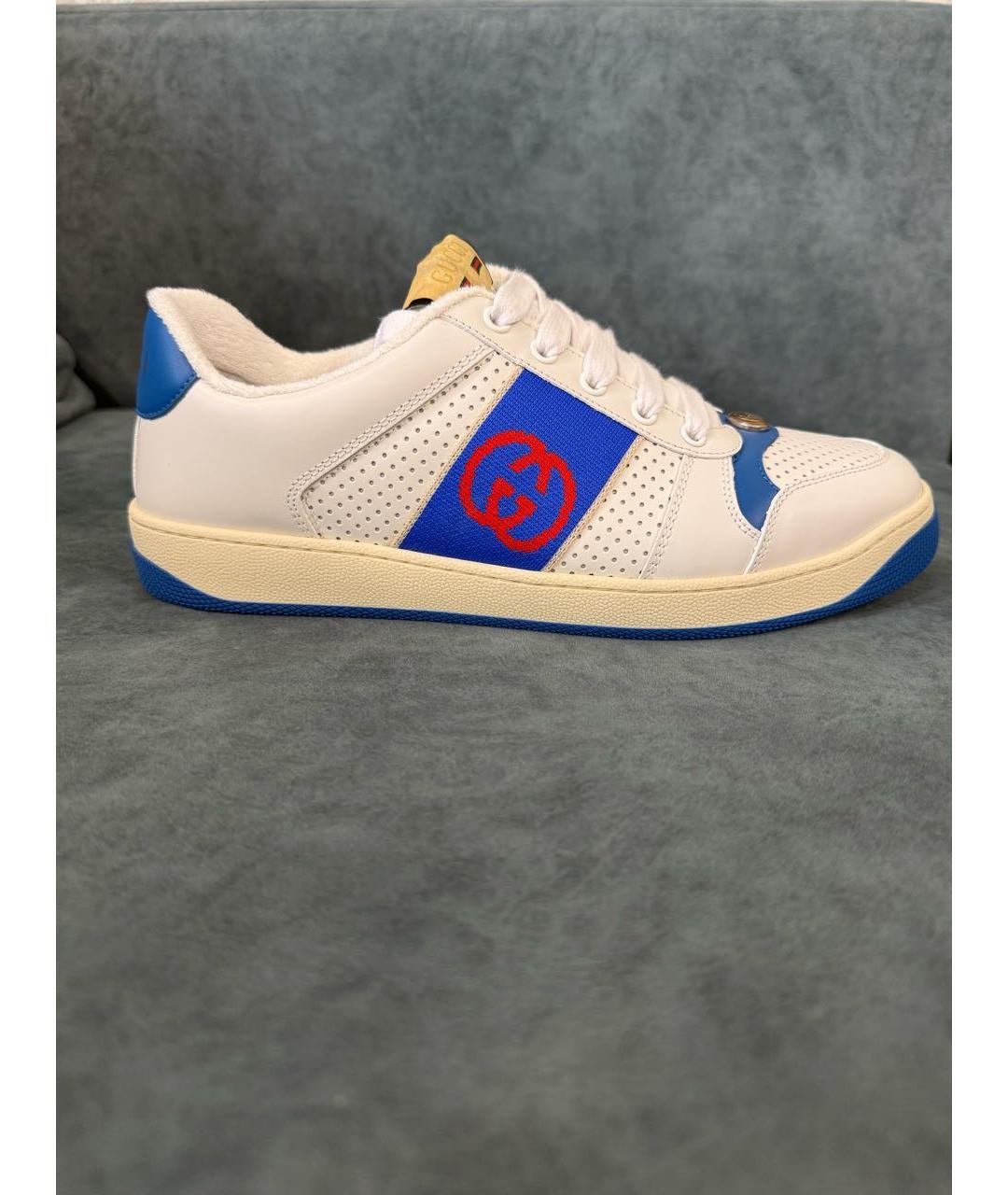 GUCCI Белые кожаные низкие кроссовки / кеды, фото 9