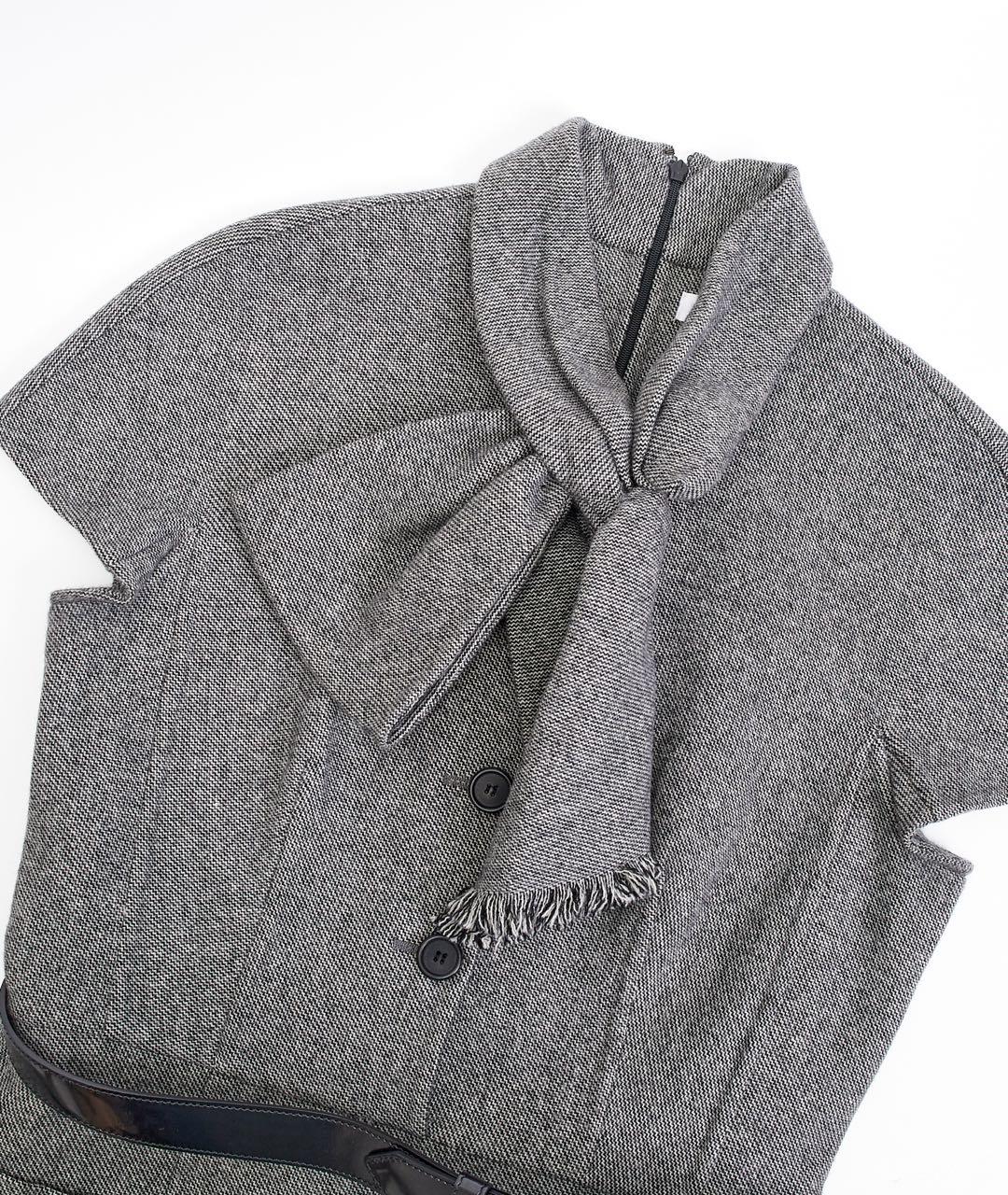 CHRISTIAN DIOR Серое шерстяное повседневное платье, фото 3