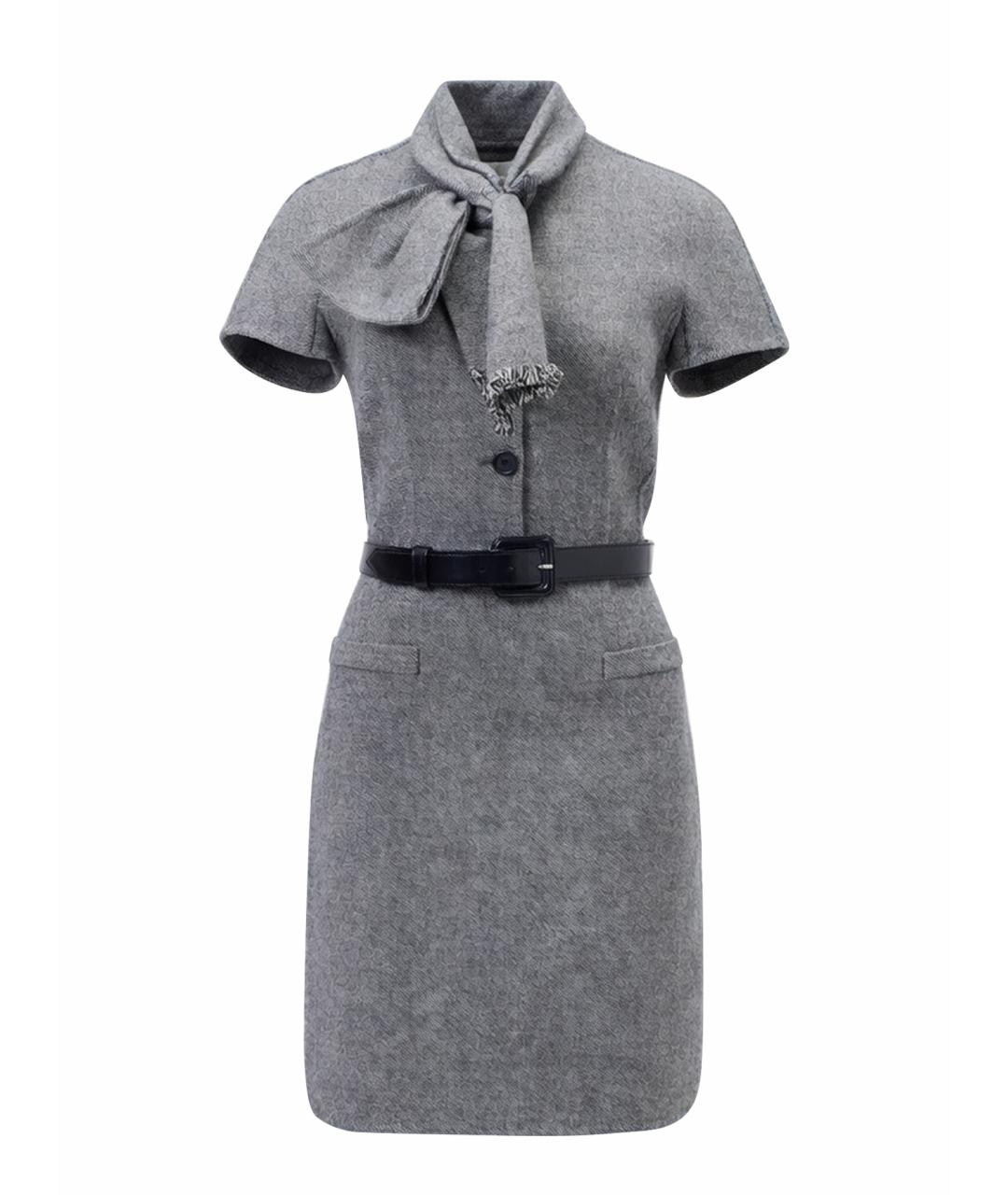 CHRISTIAN DIOR Серое шерстяное повседневное платье, фото 1