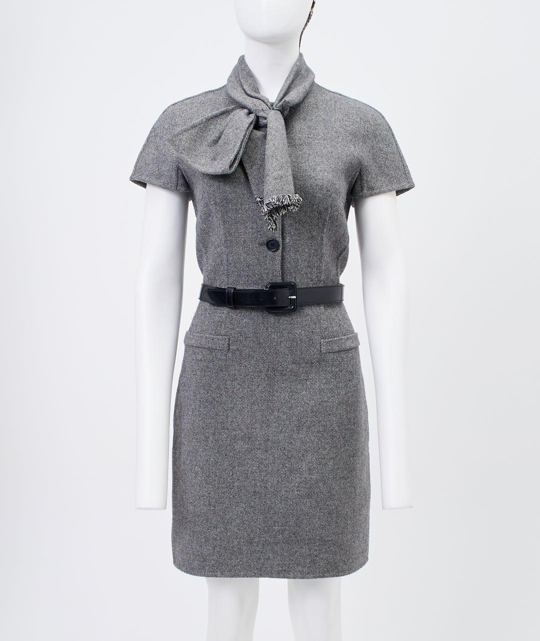 CHRISTIAN DIOR Серое шерстяное повседневное платье, фото 4