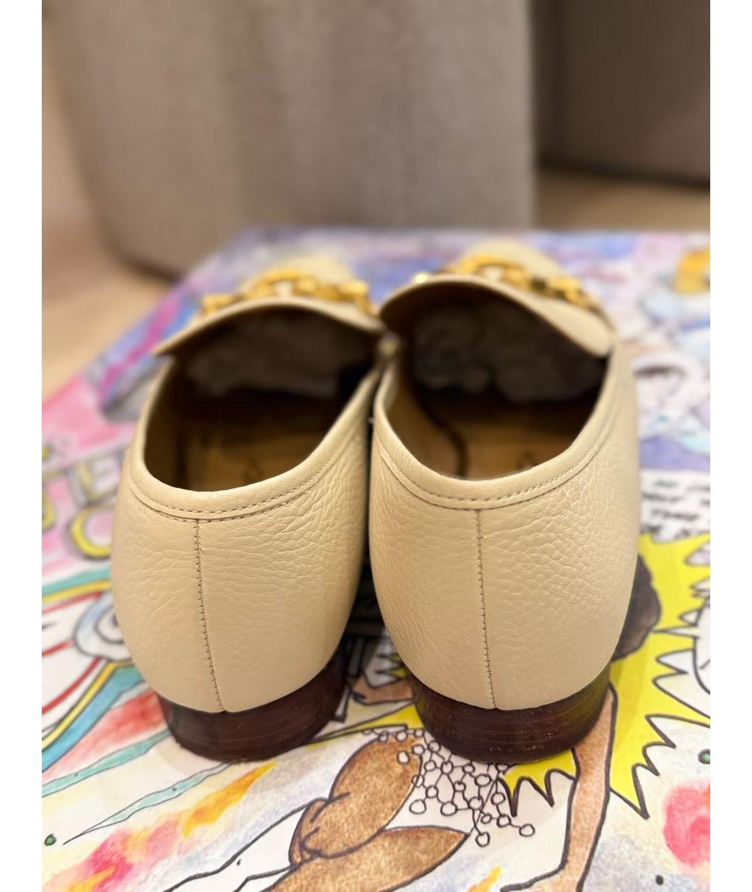 TORY BURCH Бежевые кожаные лоферы, фото 4