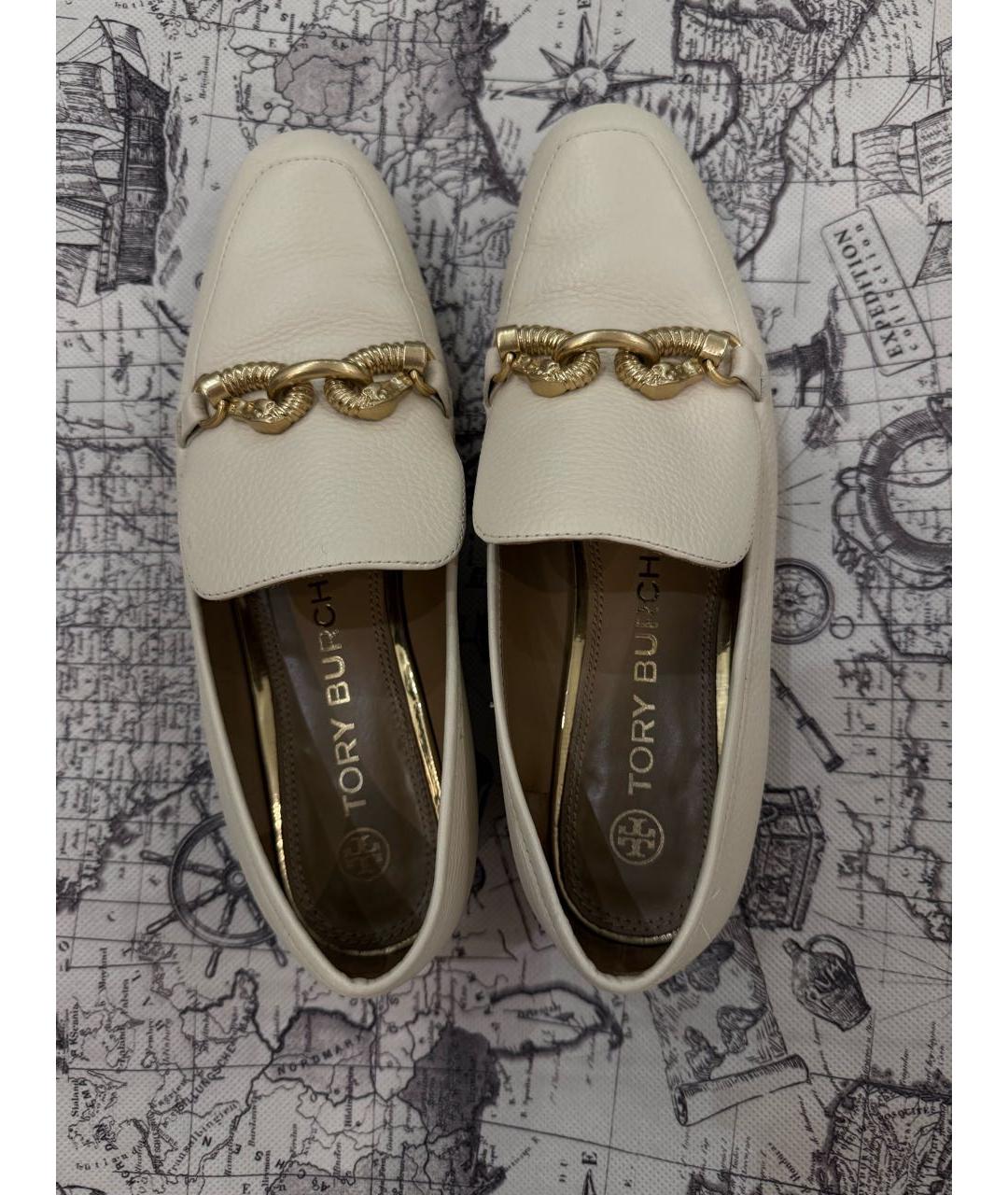 TORY BURCH Бежевые кожаные лоферы, фото 5