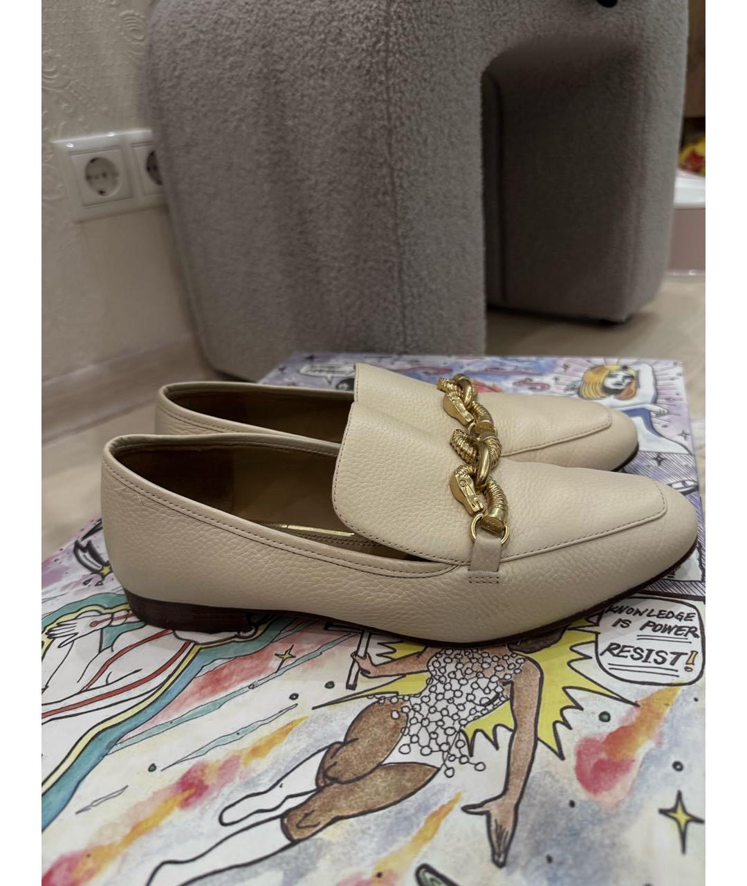TORY BURCH Бежевые кожаные лоферы, фото 6