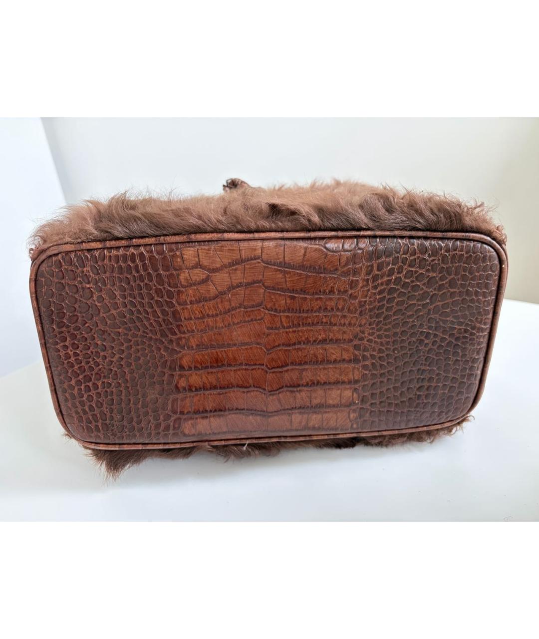 CHRISTIAN DIOR Коричневая меховая сумка тоут, фото 7