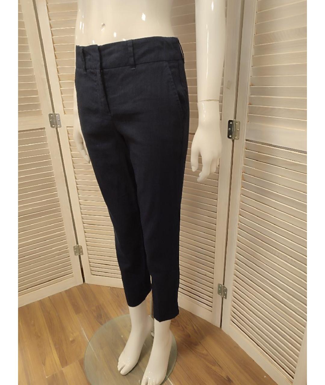 MARELLA Темно-синие льняные брюки узкие, фото 5