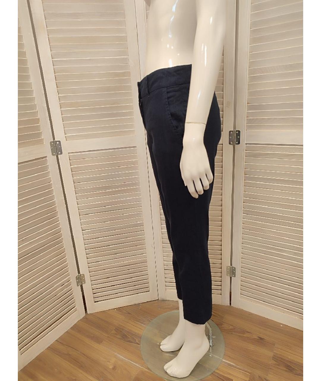 MARELLA Темно-синие льняные брюки узкие, фото 4