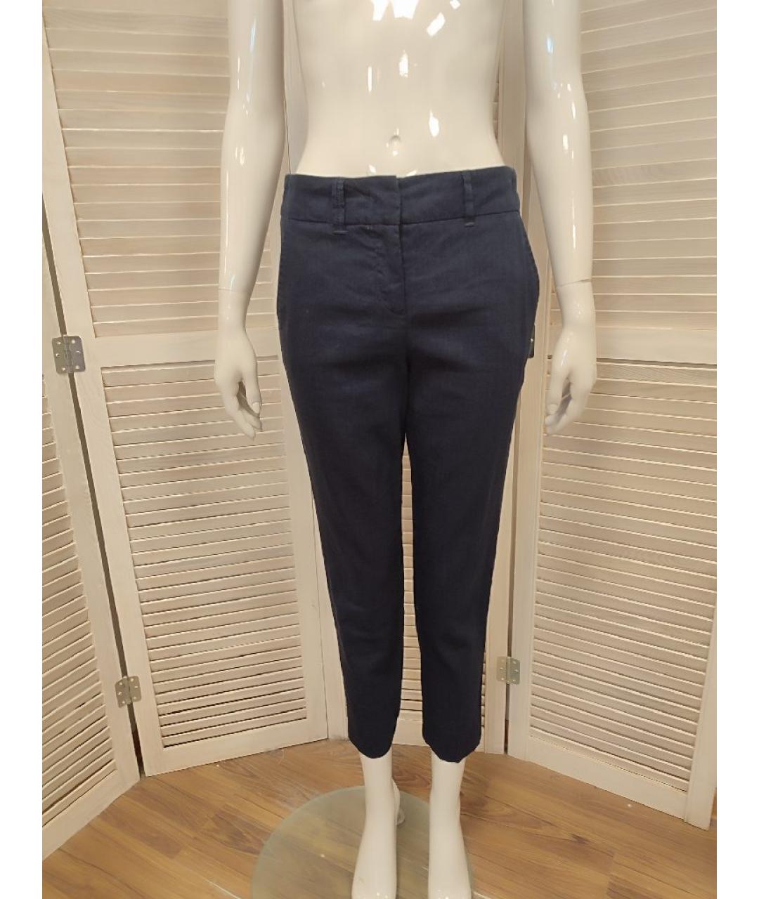 MARELLA Темно-синие льняные брюки узкие, фото 9