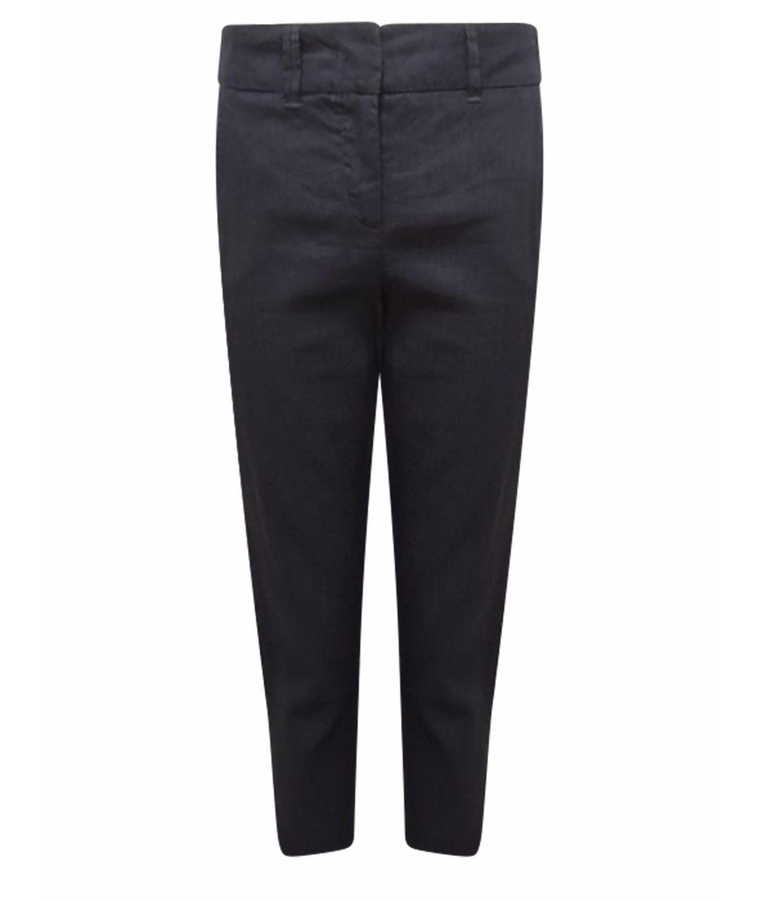 MARELLA Темно-синие льняные брюки узкие, фото 1