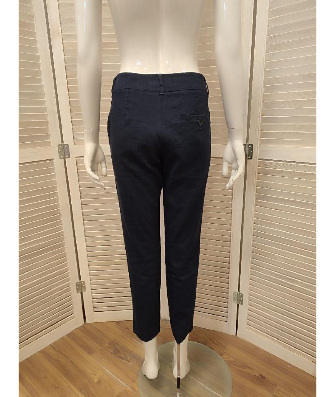 MARELLA Темно-синие льняные брюки узкие, фото 2