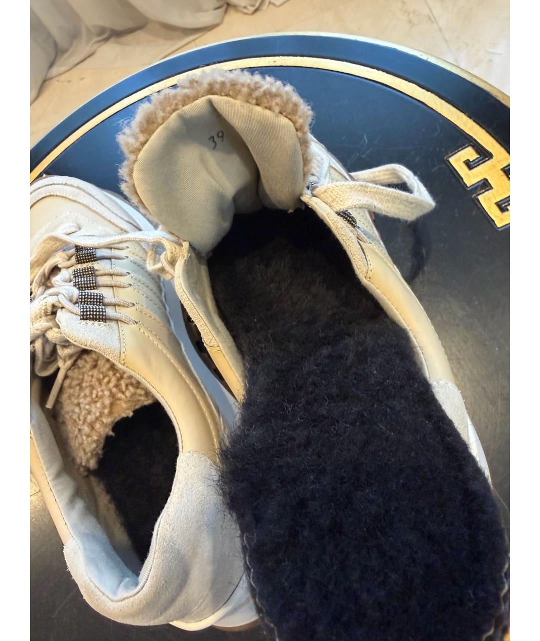 BRUNELLO CUCINELLI Бежевые кожаные кроссовки, фото 6