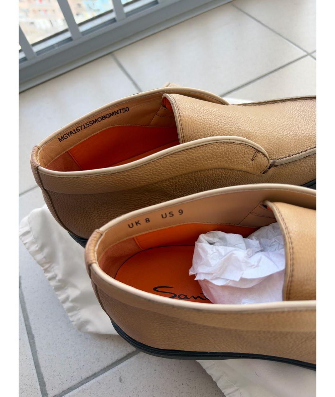 SANTONI Коричневые кожаные низкие ботинки, фото 8