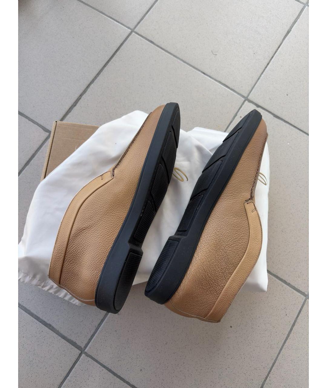 SANTONI Коричневые кожаные низкие ботинки, фото 7