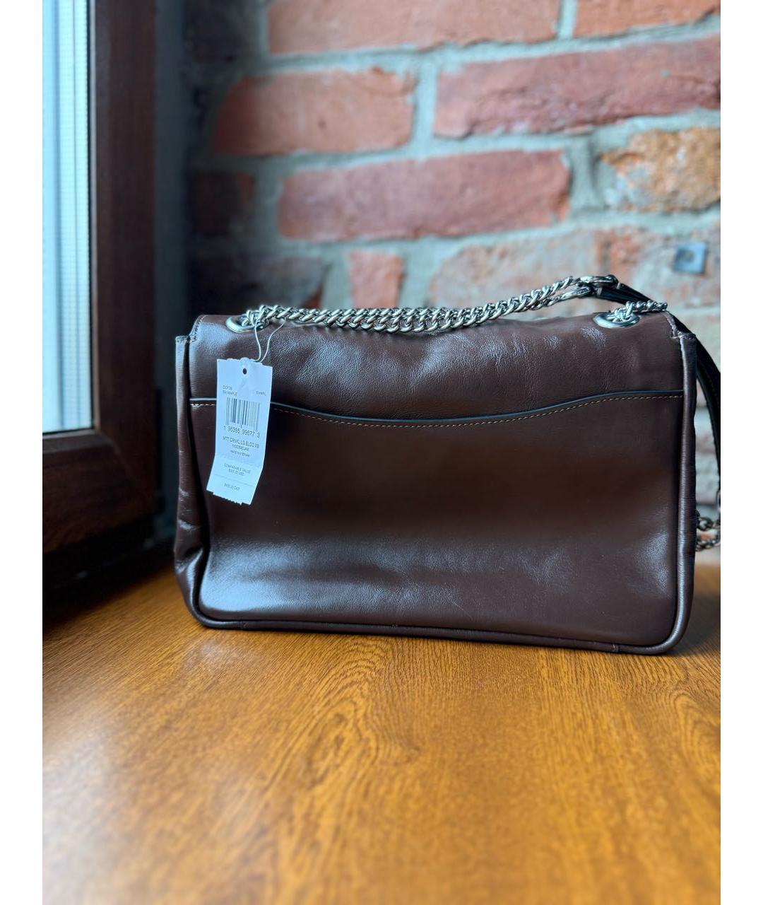 COACH Коричневая кожаная сумка через плечо, фото 3