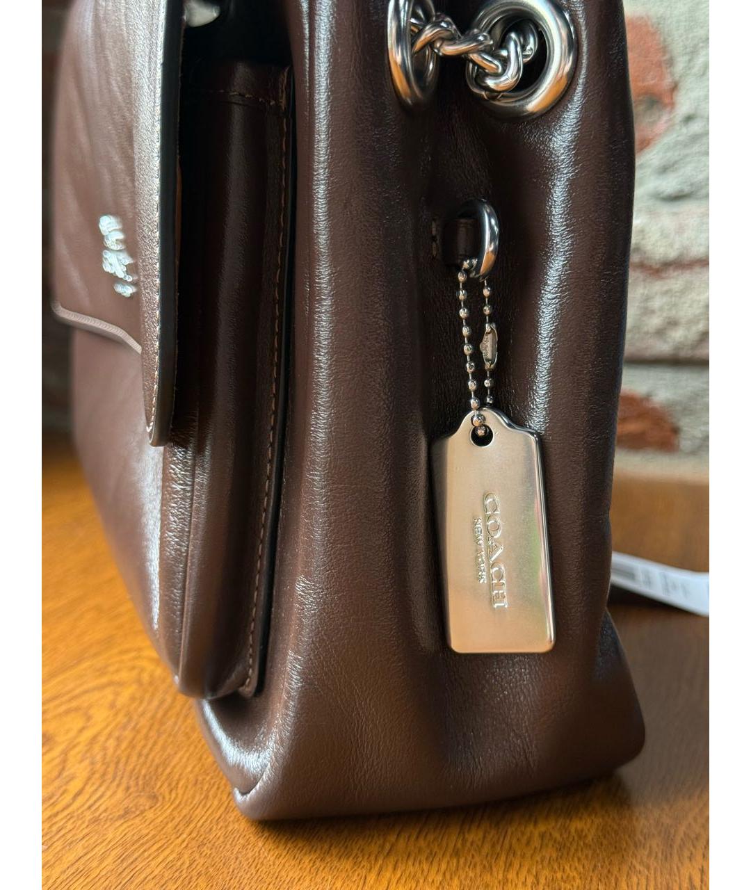 COACH Коричневая кожаная сумка через плечо, фото 5