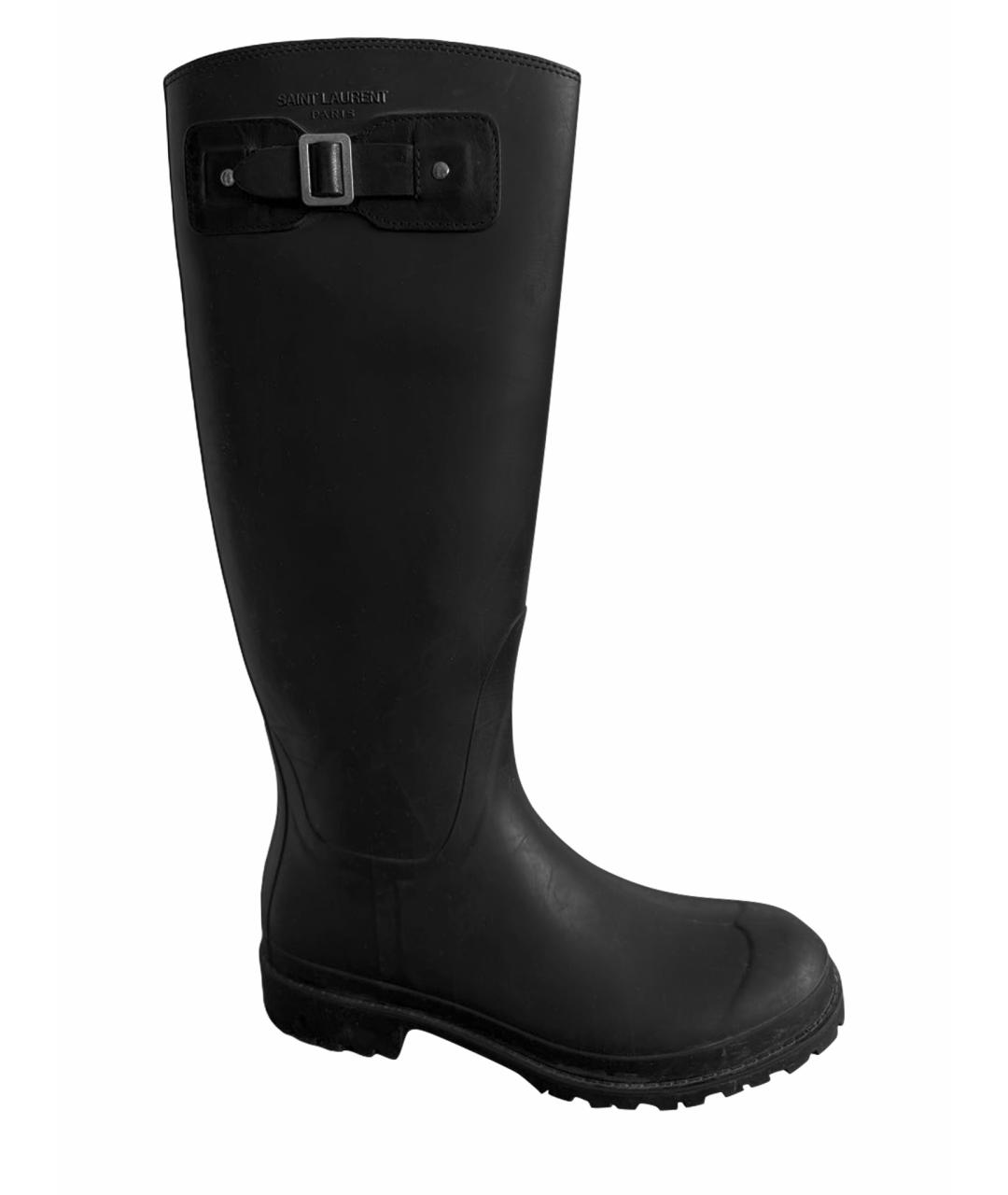 SAINT LAURENT Черные резиновые сапоги, фото 1