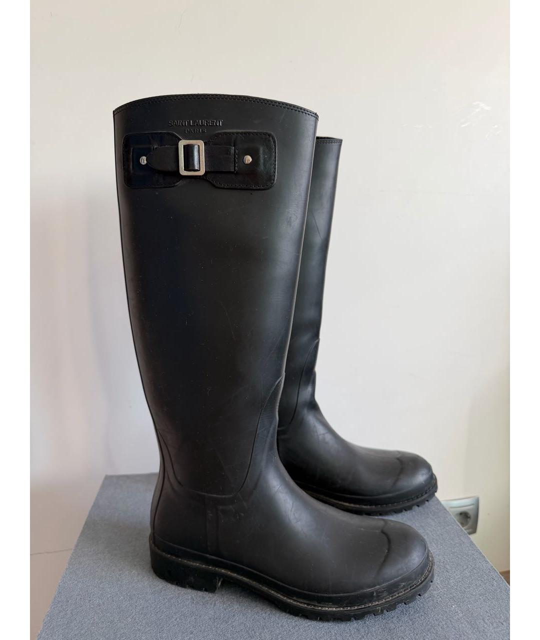 SAINT LAURENT Черные резиновые сапоги, фото 5