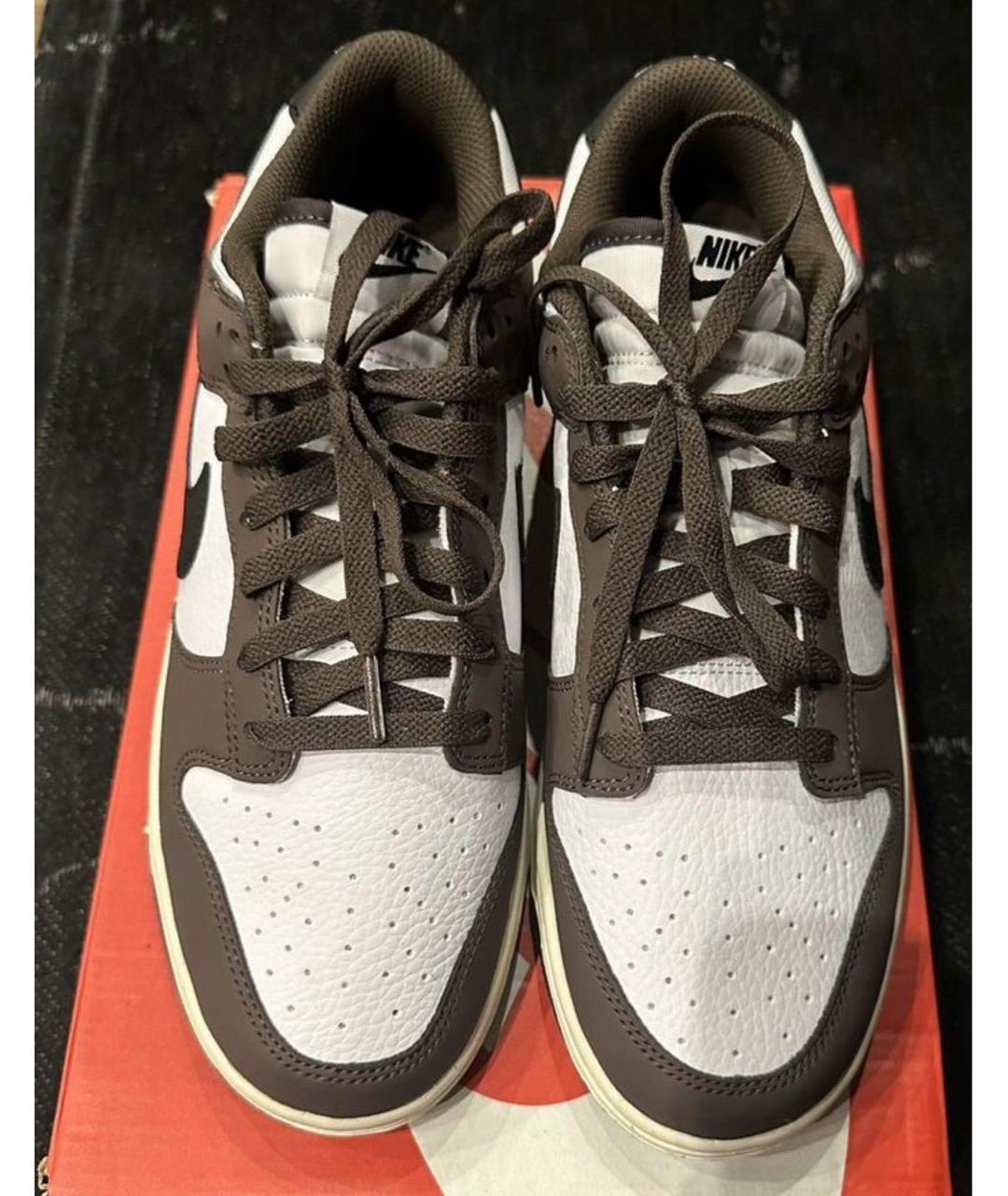 NIKE Коричневые низкие кроссовки / кеды из искусственной кожи, фото 2