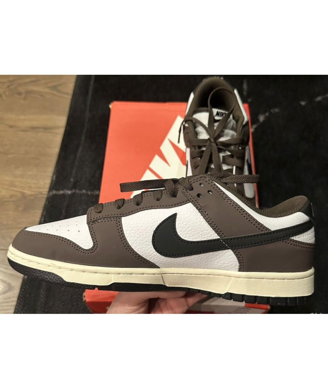 NIKE Коричневые низкие кроссовки / кеды из искусственной кожи, фото 5