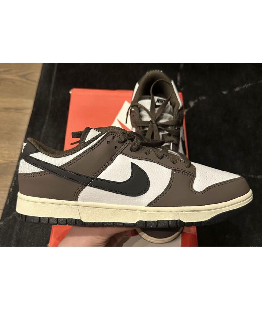 NIKE Коричневые низкие кроссовки / кеды из искусственной кожи, фото 7