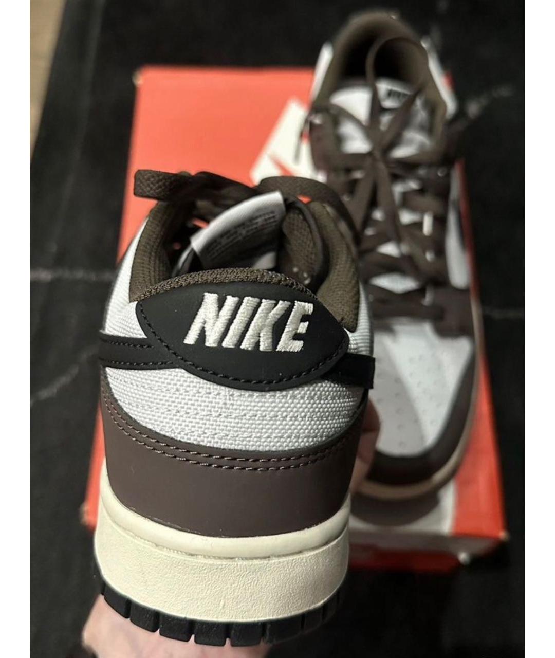 NIKE Коричневые низкие кроссовки / кеды из искусственной кожи, фото 4