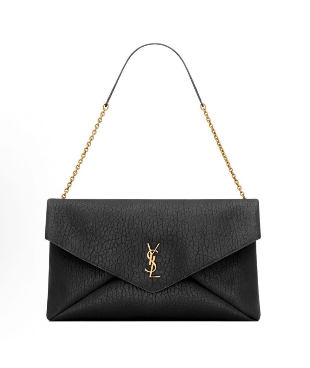 SAINT LAURENT Черная кожаная сумка с короткими ручками, фото 5